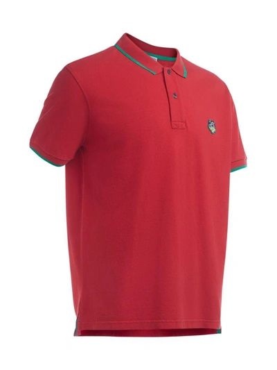 Shop Kenzo Red Polo Shirt With Green Edges In Rosso
