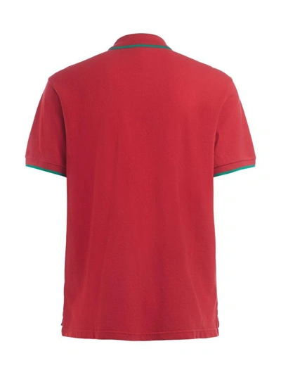 Shop Kenzo Red Polo Shirt With Green Edges In Rosso