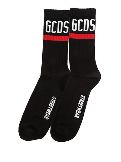 Gcds Printed Logo Socks In Black