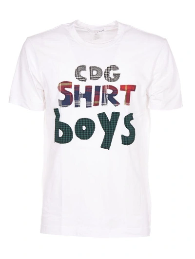 Shop Comme Des Garçons Shirt Comme Des Garçons Tartan Logo T-shirt In White