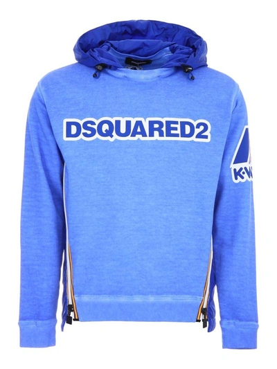 Shop Dsquared2 K-way Hoodie In Light Blueblu