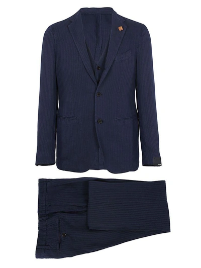 Shop Lardini Striped Suit In Blue