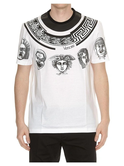 Shop Versace Greek Balletto T-shirt In White Black