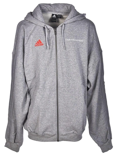 superstición Huérfano vestir Gosha Rubchinskiy X Adidas Logo Embroidered Hoodie In Grey | ModeSens