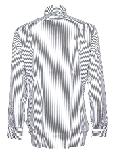 Shop Barba Napoli Barba Striped Shirt In White Blue