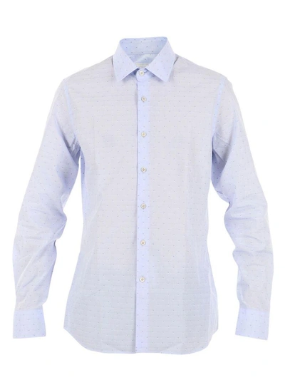 Shop Prada Embroidered Shirt In Azure