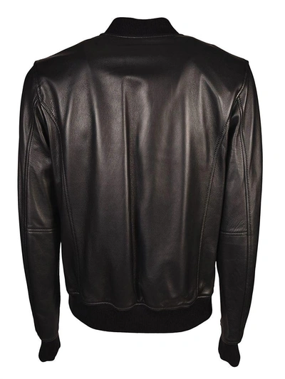 Shop Philipp Plein Zip Detail Leather Jacket In Nero