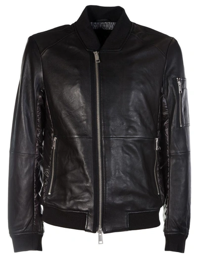 Shop Armani Collezioni Zipped Biker Jacket In Black