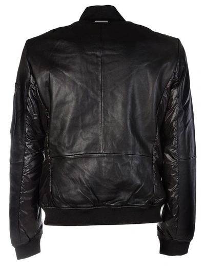 Shop Armani Collezioni Zipped Biker Jacket In Black