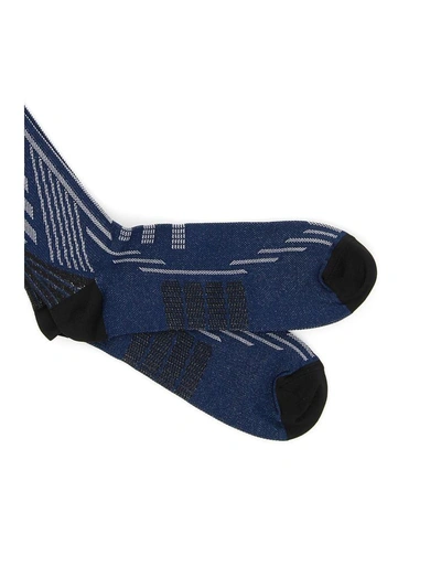 Shop Prada Techno Nylon Socks In Navy+biancblu