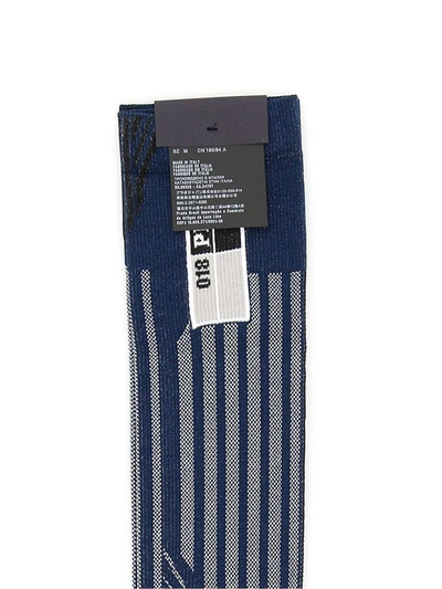 Shop Prada Techno Nylon Socks In Navy+biancblu
