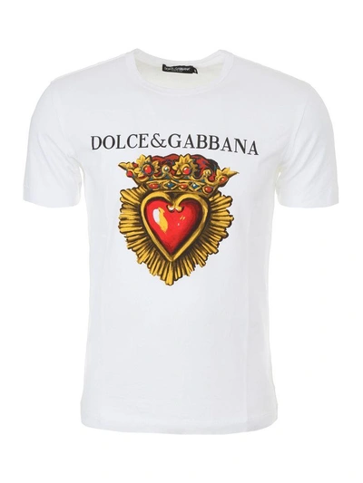 Dolce & Gabbana Sacred Heart T-shirt In Cuore Sacro Fdo Biancobianco |  ModeSens
