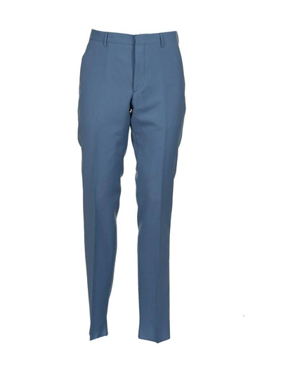 Shop Prada Straight Leg Trousers In Avio