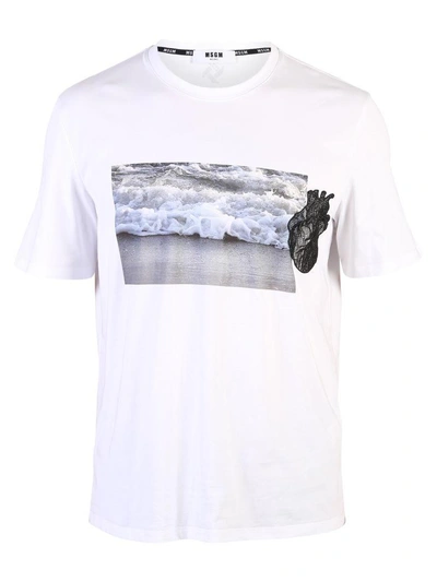 Shop Msgm White Heart Applique T-shirt