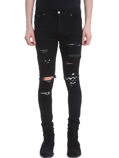 Shop Amiri Patch Black Denim Jeans