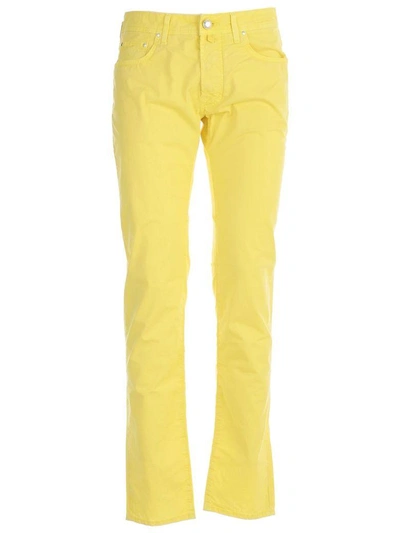 Shop Jacob Cohen Trousers In Light Yellow