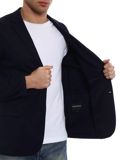 Shop Emporio Armani Deconstructed Jersey Blazer In Blu Navy