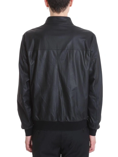 Shop Z Zegna Black Leather Jacket