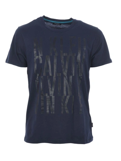 Shop Calvin Klein Printed T-shirt In Blu Scuro