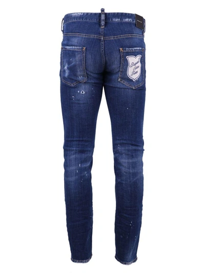 Shop Dsquared2 Blue Patched Jeans