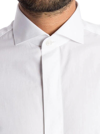 Shop Finamore Shirt Cotton Double Cuff In White