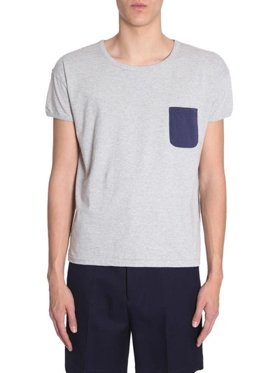 Shop Visvim T-shirt With Contrast Pocket In Grigio