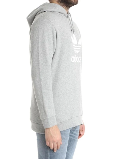 Shop Adidas Originals Trefoil Warm-up Cotton Sweatshirt In Medium Grey