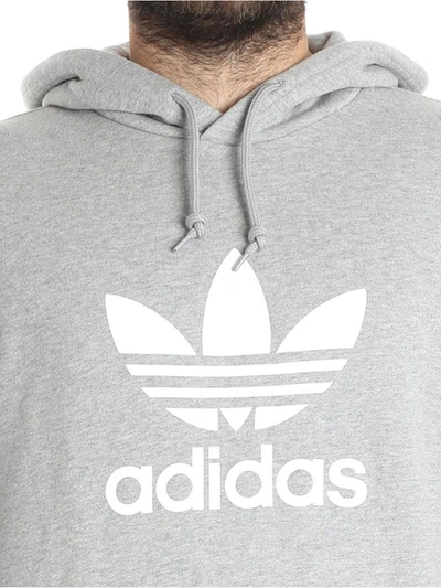 Shop Adidas Originals Trefoil Warm-up Cotton Sweatshirt In Medium Grey