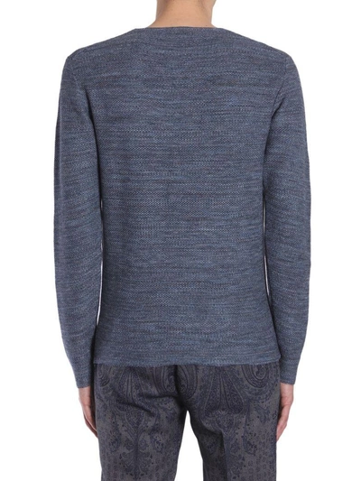 Shop Etro V Collar Jumper In Blu