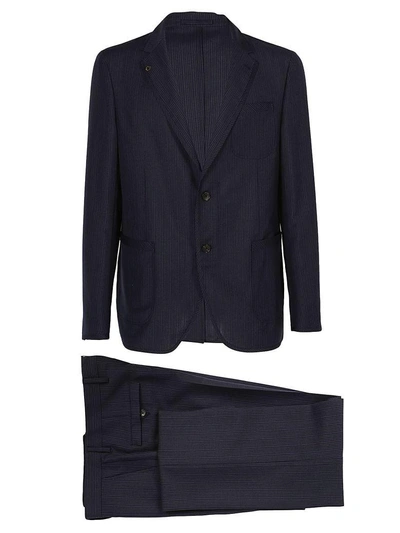 Shop Ferragamo Suit In Mixn Navy