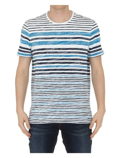 Shop Michael Kors Striped T-shirt In Harbor Blue