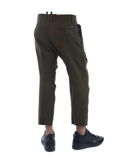 Shop Dsquared2 Cropped Trousers In Verde Militare