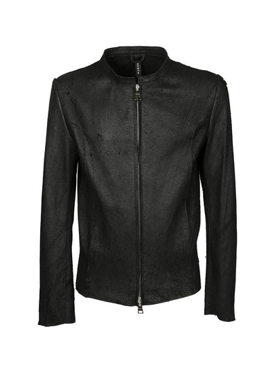 Shop Dacute Stand Up Collar Leather Jacket In Black