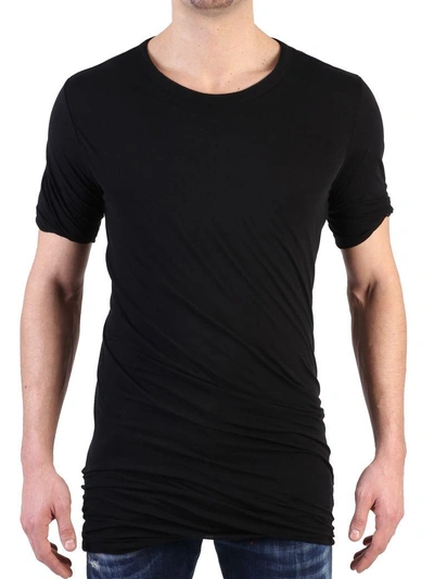 Shop Rick Owens Black Ruffled T-shirt