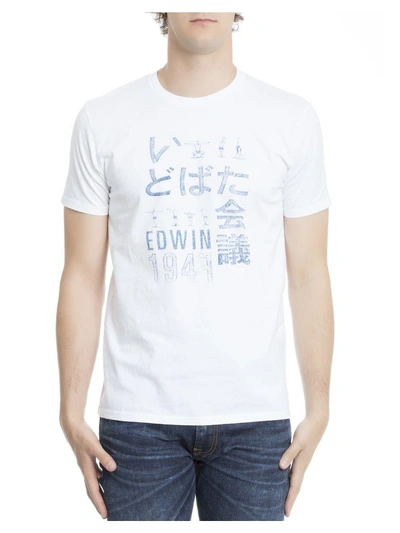 Shop Edwin White Cotton T-shirt