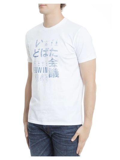 Shop Edwin White Cotton T-shirt