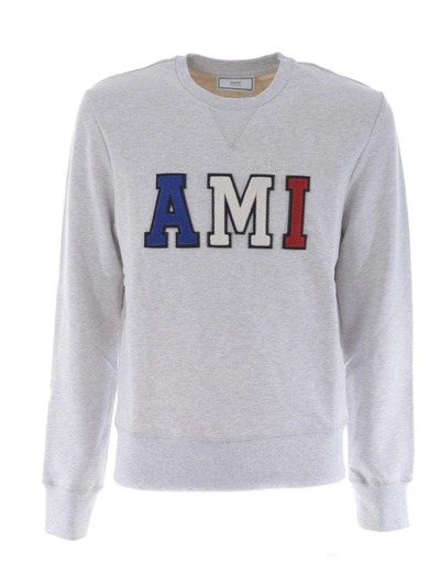 Shop Ami Alexandre Mattiussi Ami Logo Sweatshirt In Grigio Melange