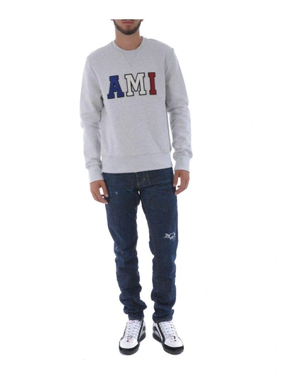 Shop Ami Alexandre Mattiussi Ami Logo Sweatshirt In Grigio Melange