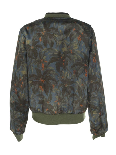 Shop Dries Van Noten Floral Print Bomber Jacket In Kaki