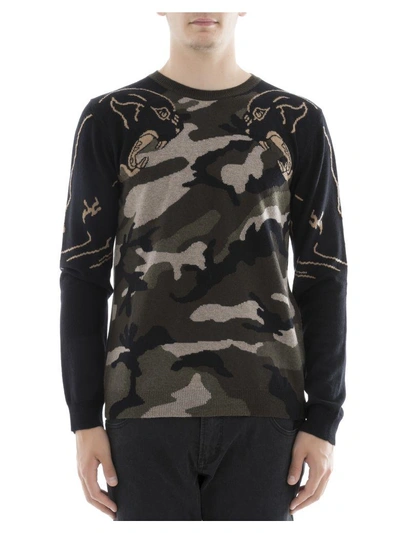 Shop Valentino Military Print Cachemire Sweatshirt In Multicolor