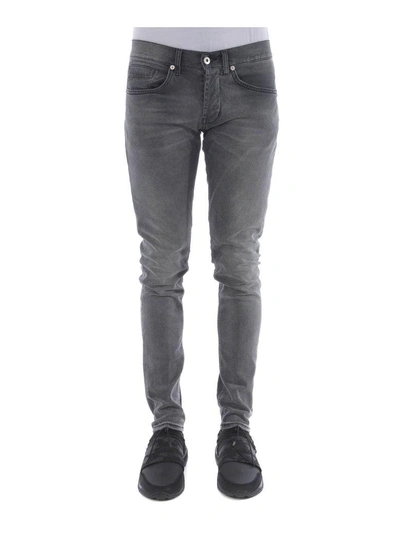 Shop Dondup Faded Slim-fit Jeans In Denim Nero