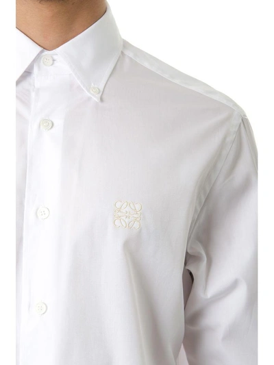 Shop Loewe Bomber Style White Cotton Shirt