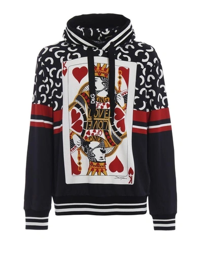 Dolce & Gabbana King Of Hearts Hoodie In Nero Bianco | ModeSens