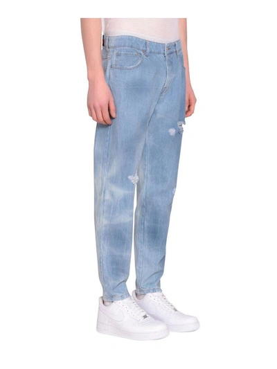 Shop Amen Destroyed Denim Cotton Jeans In Blu