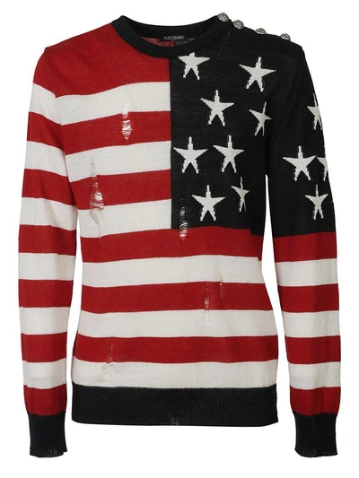 Shop Balmain American Sweater In Multicolore 192