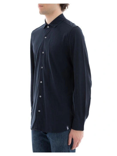 Shop Drumohr Blue Cotton Shirt