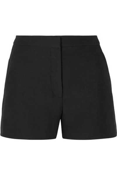Shop Valentino Wool And Silk-blend Crepe Shorts In Black