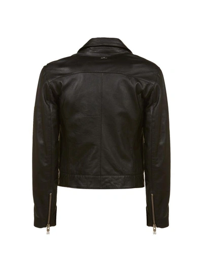 Shop Les Hommes Urban Zipped Biker Jacket In Nero