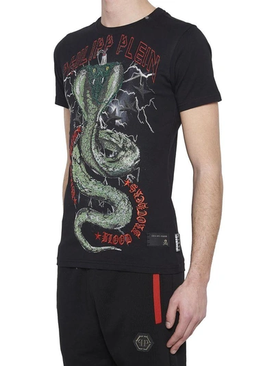 Philipp Plein Rhinestone Serpent Print T-shirt In Nero | ModeSens