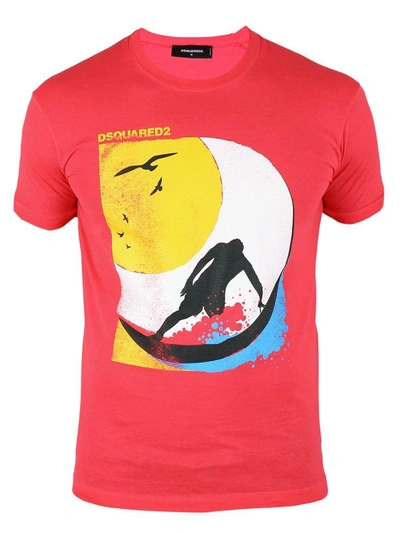 Shop Dsquared2 Red Front Printed T-shirt